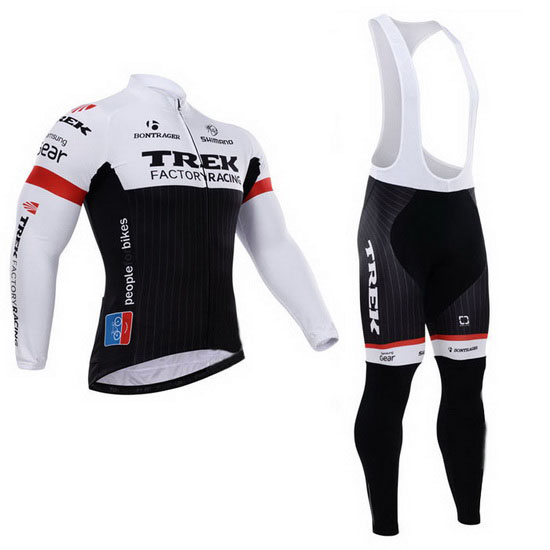 2015 Maillot Trek Tirantes Mangas Largas Blanco Y Negro